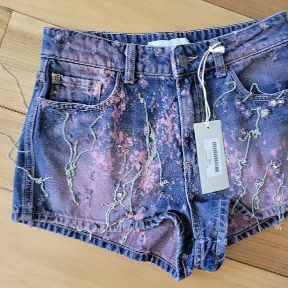 AMEN COUTURE Chain tessle Hot Denim Shorts size 40 4 S - Picture 6 of 9